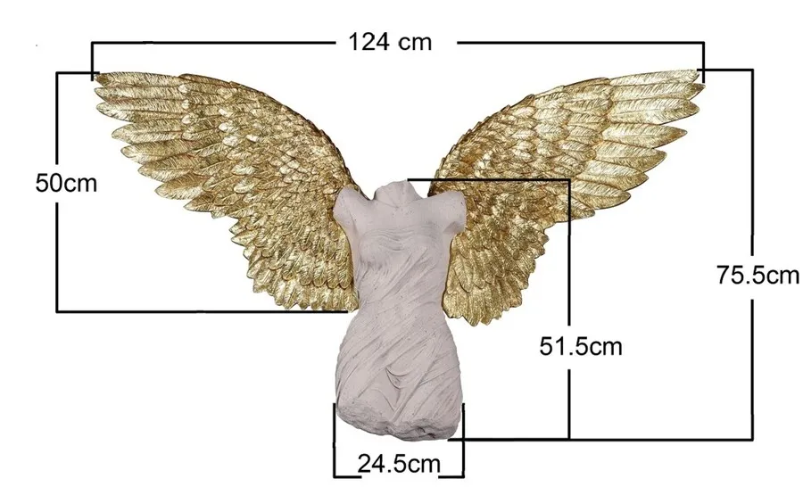 Dekoracja ścienna GUARDIAN ANGEL FEMALE 124x71 - beżowy/złoty