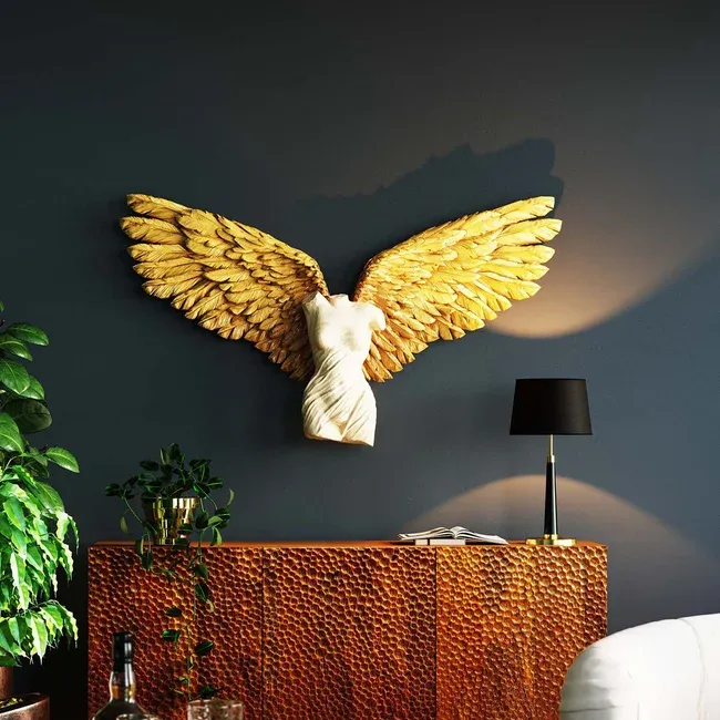 Dekoracja ścienna GUARDIAN ANGEL FEMALE 124x71 - beżowy/złoty
