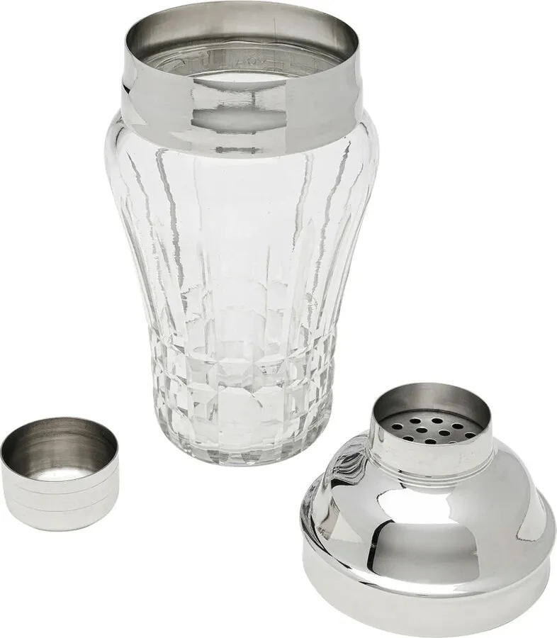 Shaker do drinków szkło transparentne i srebrne aluminium 500 ml