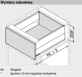 Szuflada MERIVOBOX z hamulcem / wys. E=M+Boxcap / dł. 27 cm / 40 kg / biały