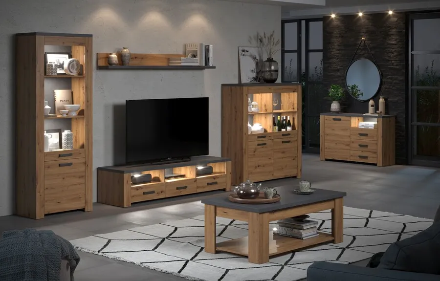 Stolik kawowy FOLLOW 120x67 - dąb artisan/matera