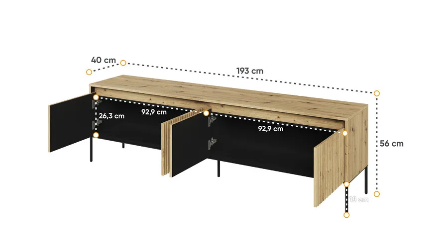 Szafka RTV TREND 193 cm TR-06 - dąb artisan