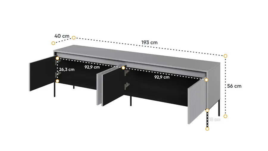 Szafka RTV TREND 193 cm TR-06 - szary