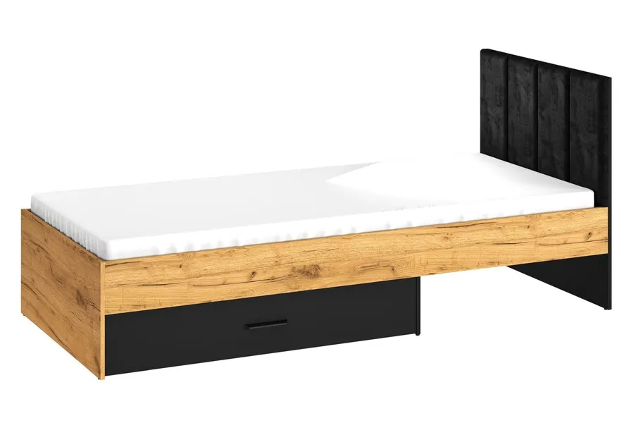 Łóżko z szufladą i stelażem COLT 10 90x200 - dąb craft/czarny