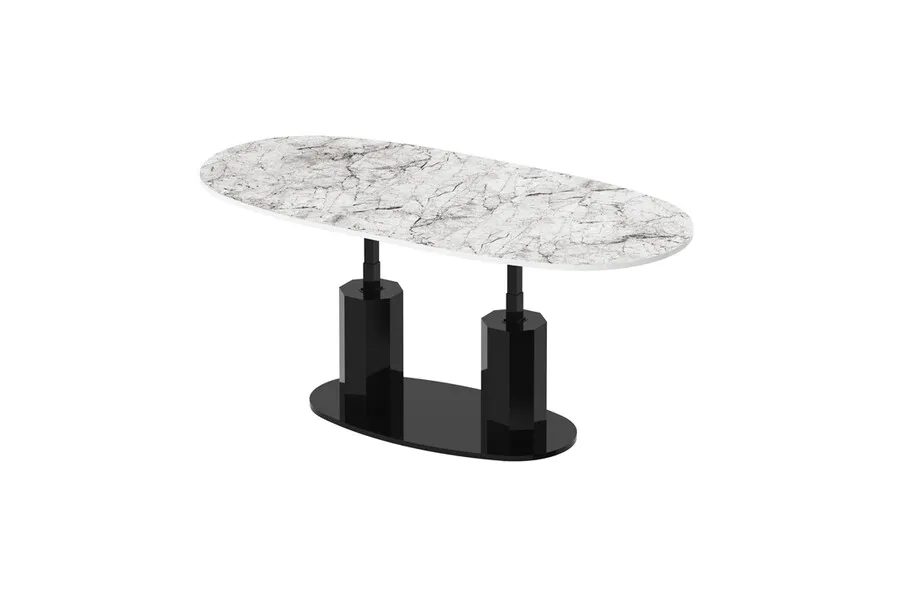 Ławostół BARLETTA - venatino white połysk/czarny połysk