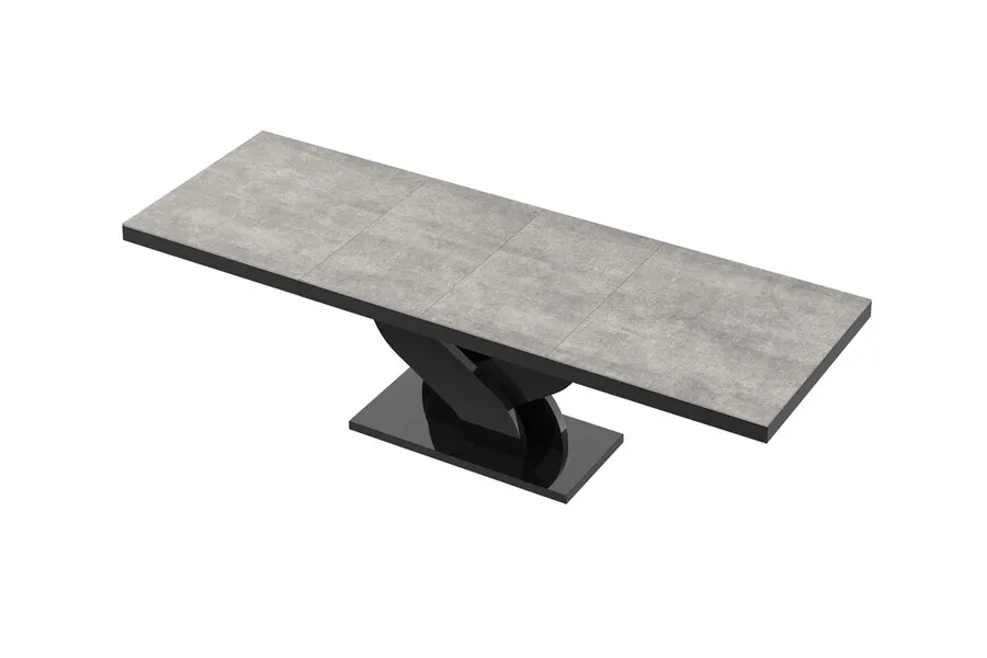 Stół rozkładany BELLA 160/256x89 - szary beton mat/czarny połysk