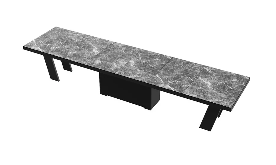 Stół rozkładany GRANDE 160/412x100 - venatino dark mat/czarny połysk