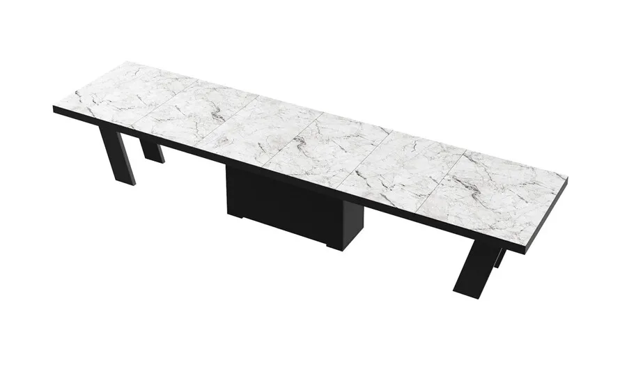 Stół rozkładany GRANDE 160/412x100 - venatino white połysk/czarny połysk