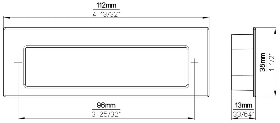 Uchwyt meblowy wpuszczany 2382 - złoty polerowany / rozstaw 96 mm