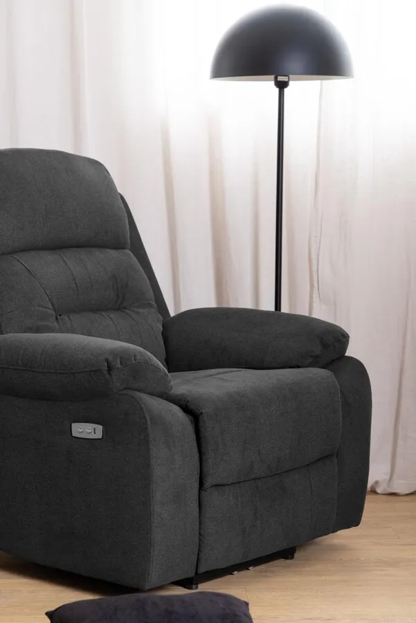 Fotel z funkcją relax VANSBRO - ciemny szary