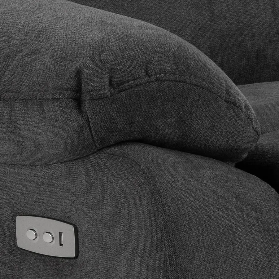 Fotel z funkcją relax VANSBRO - ciemny szary