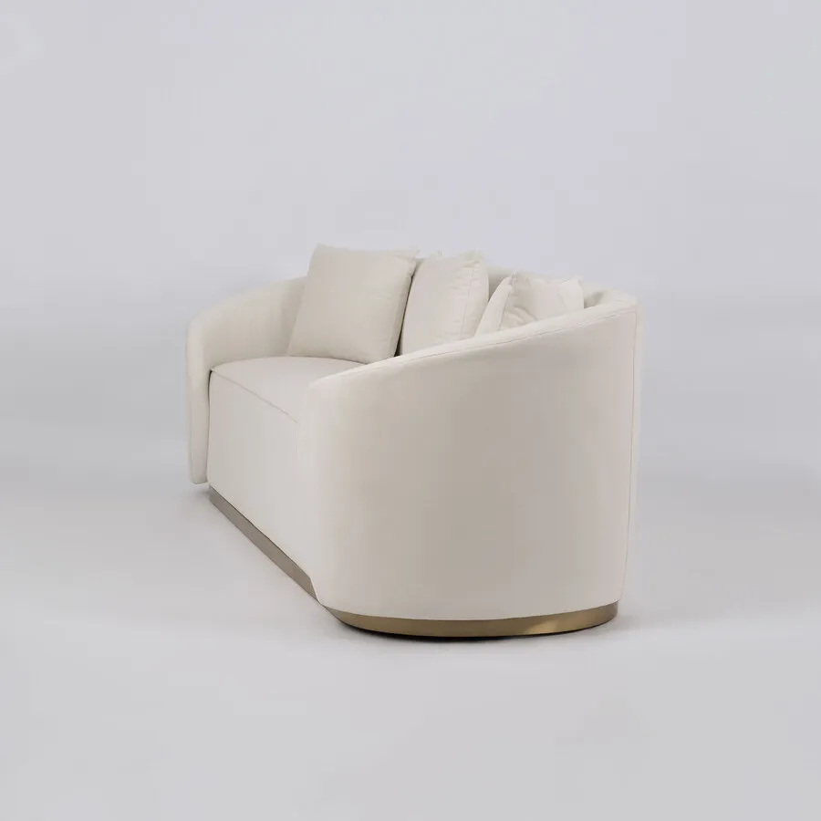 Welurowa sofa 3-osobowa NUA N19 - alabastrowa biel