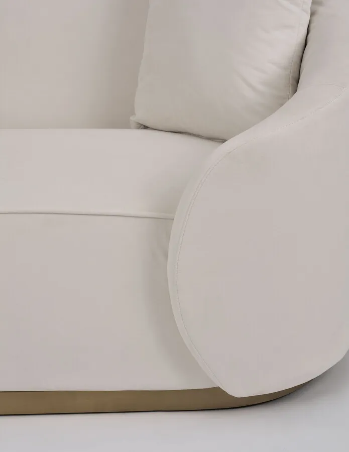 Welurowa sofa 3-osobowa NUA N19 - alabastrowa biel