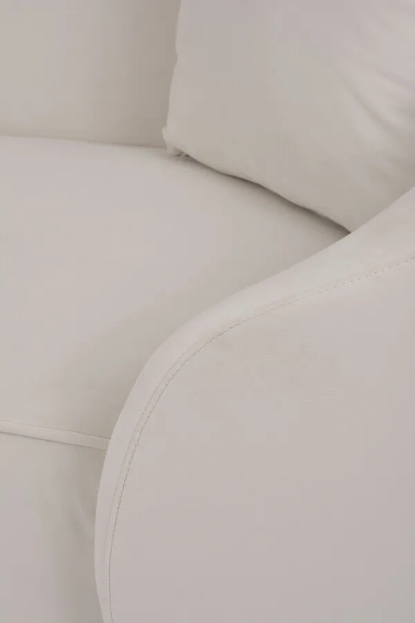 Welurowa sofa 3-osobowa NUA N19 - alabastrowa biel
