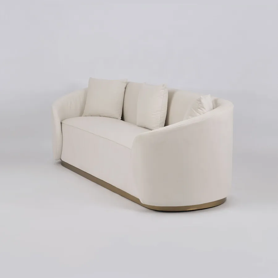 Welurowa sofa 3-osobowa NUA N19 - alabastrowa biel