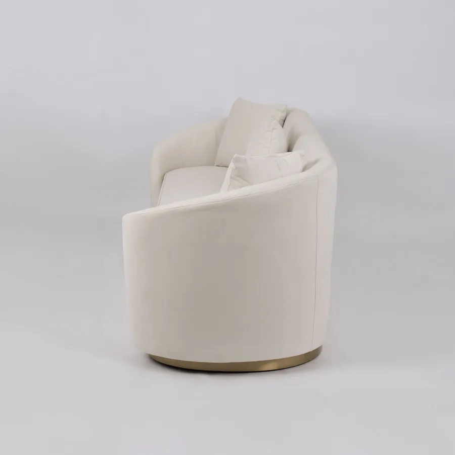 Welurowa sofa 3-osobowa NUA N19 - alabastrowa biel