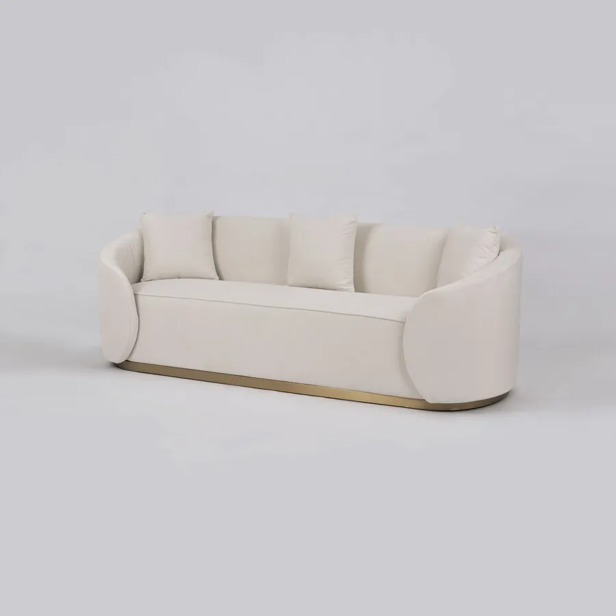 Welurowa sofa 3-osobowa NUA N19 - alabastrowa biel