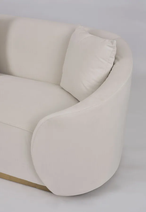 Welurowa sofa 3-osobowa NUA N19 - alabastrowa biel