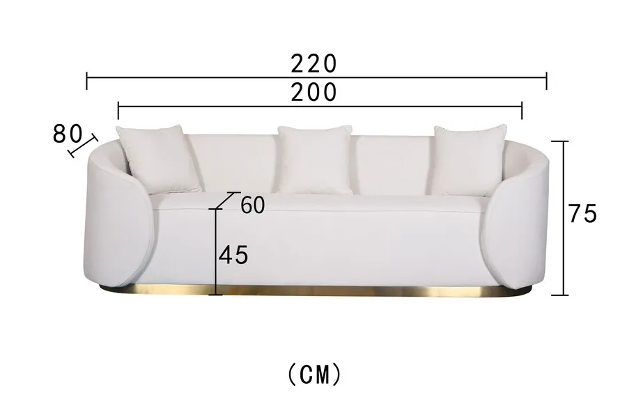 Welurowa sofa 3-osobowa NUA N19 - alabastrowa biel