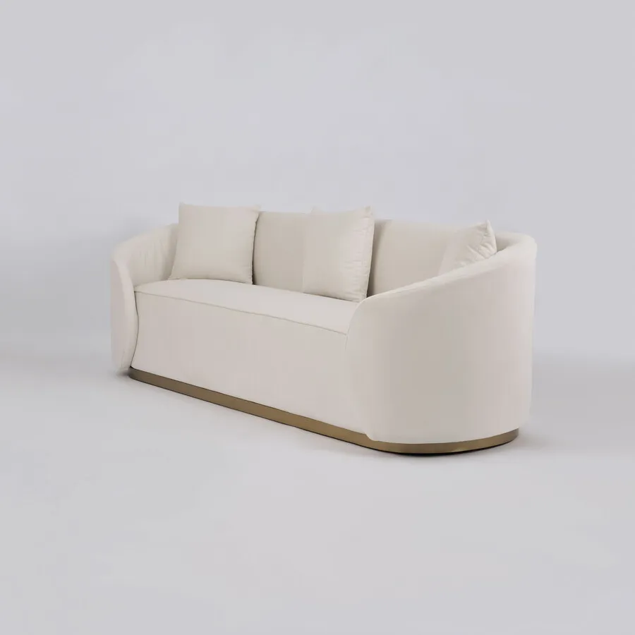 Welurowa sofa 3-osobowa NUA N19 - alabastrowa biel