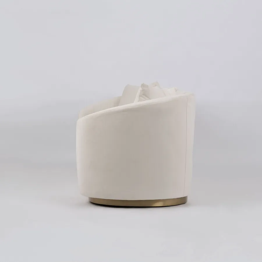 Welurowa sofa 3-osobowa NUA N19 - alabastrowa biel