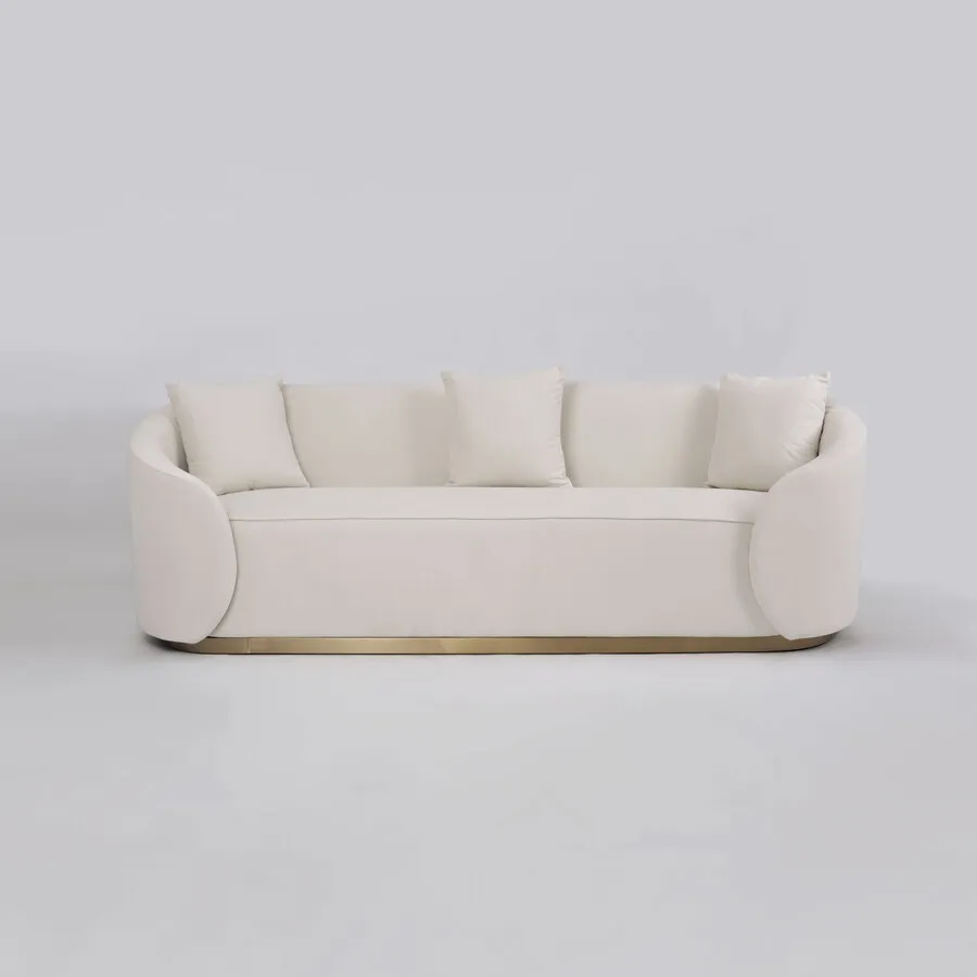Welurowa sofa 3-osobowa NUA N19 - alabastrowa biel