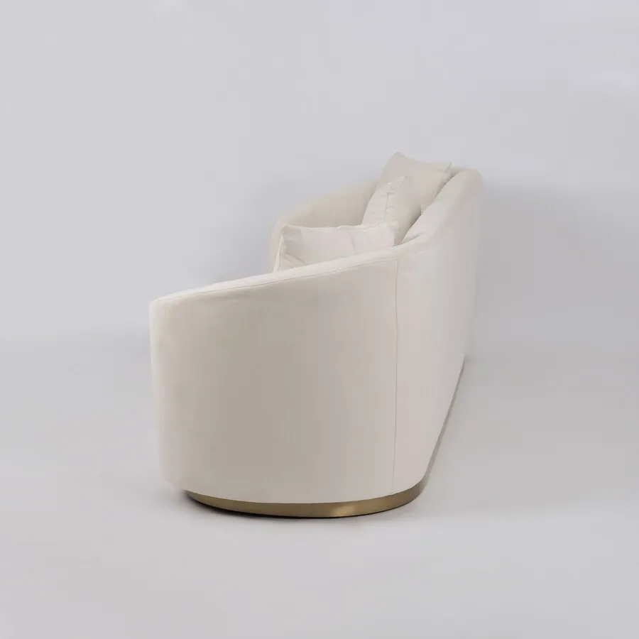 Welurowa sofa 3-osobowa NUA N19 - alabastrowa biel