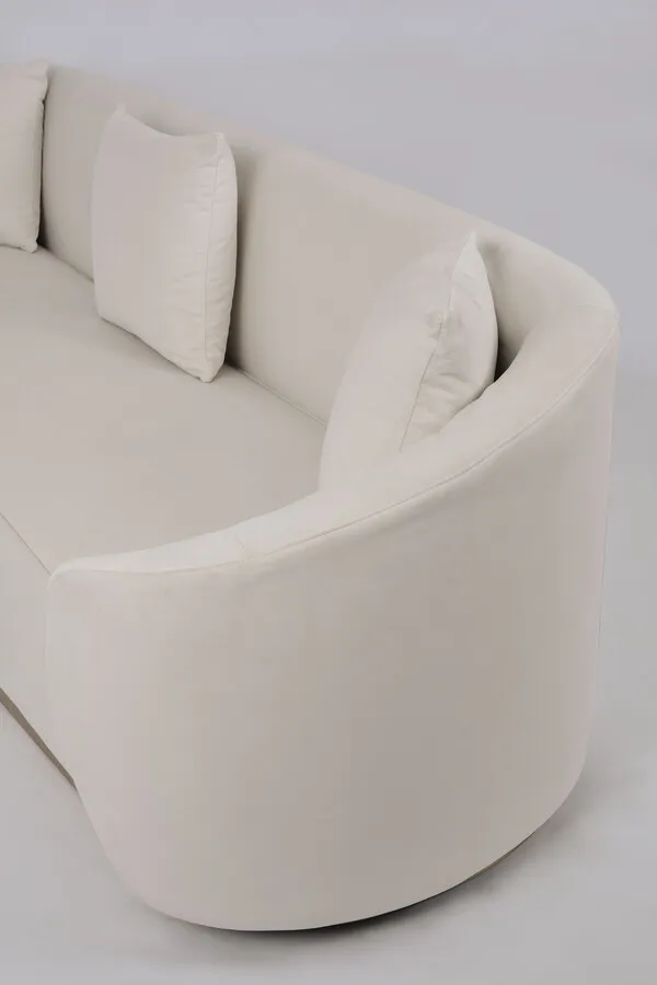Welurowa sofa 3-osobowa NUA N19 - alabastrowa biel