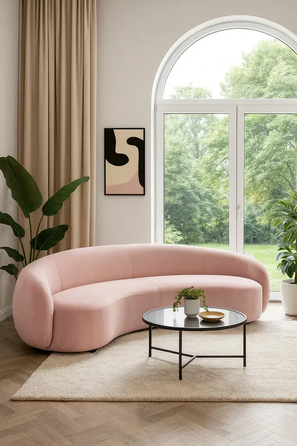 Sofa NUA N77 welur - różowy