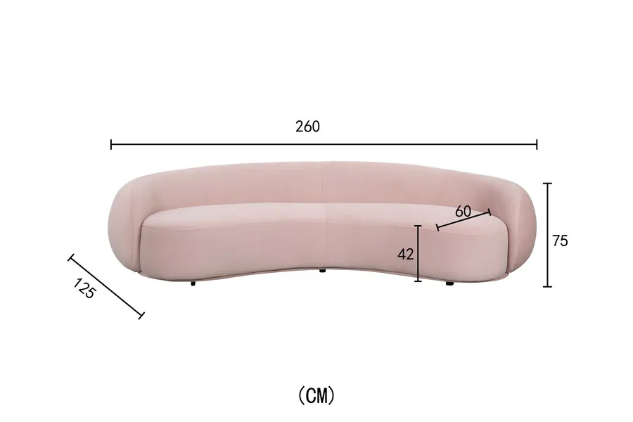 Sofa NUA N77 welur - różowy