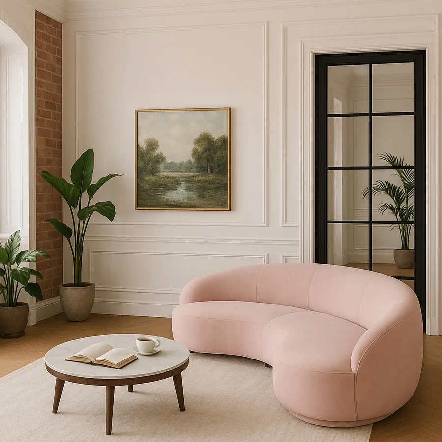 Sofa NUA N77 welur - różowy
