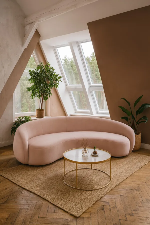 Sofa NUA N77 welur - różowy