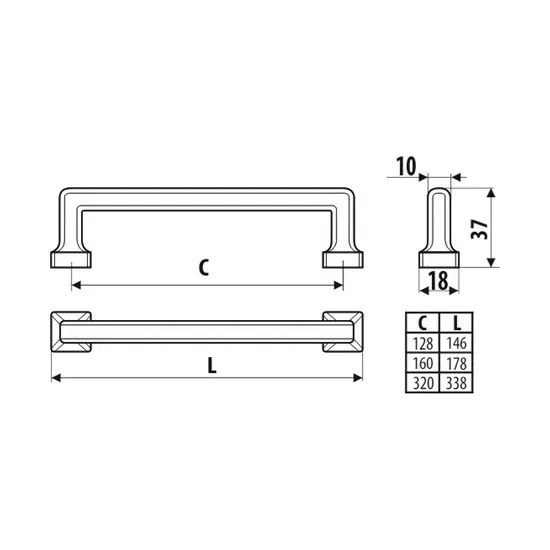 Uchwyt UR47 - grafit strukturalny / rozstaw 320 mm