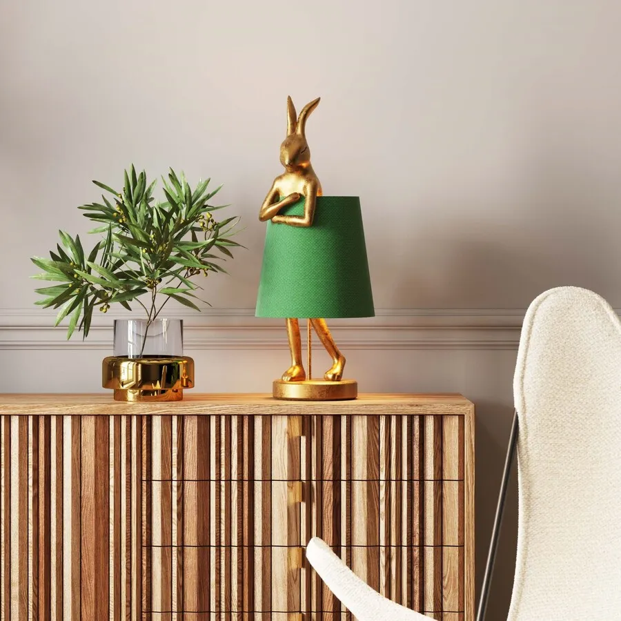 Lampa stołowa ANIMAL RABBIT 68 - złoty/zielony