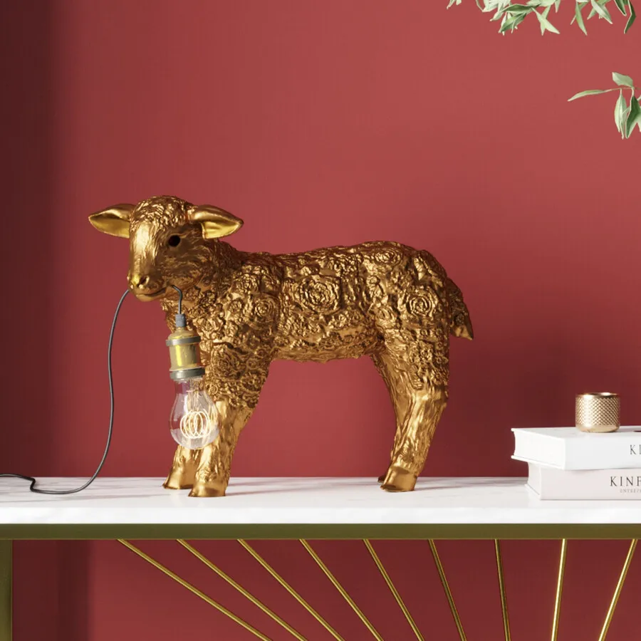 Lampa stołowa ANIMAL FLOWER SHEEP - złoty