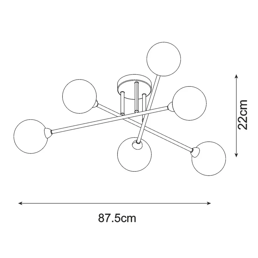 Lampa sufitowa BASIS CL22017A-6 - dymiony/czarny