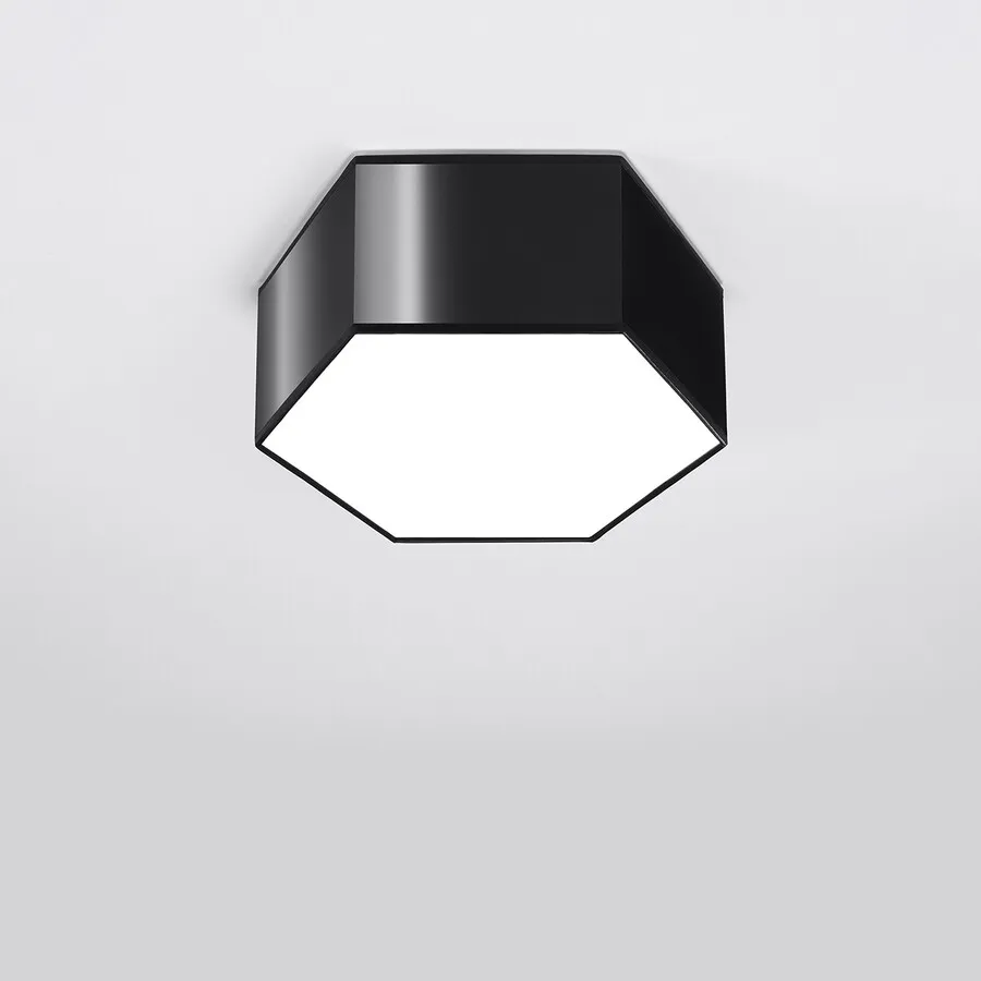 Plafon do salonu czarny PVC 31x27x14 cm heksagon