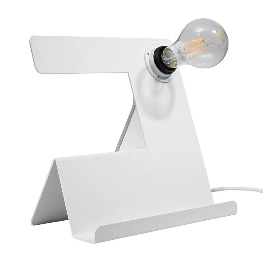 Lampa stołowa metalowa biała 25x24 cm