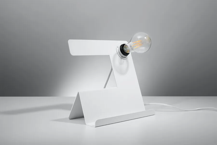 Lampa stołowa metalowa biała 25x24 cm