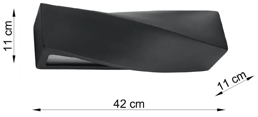 Kinkiet ceramiczny czarny 42x11 cm