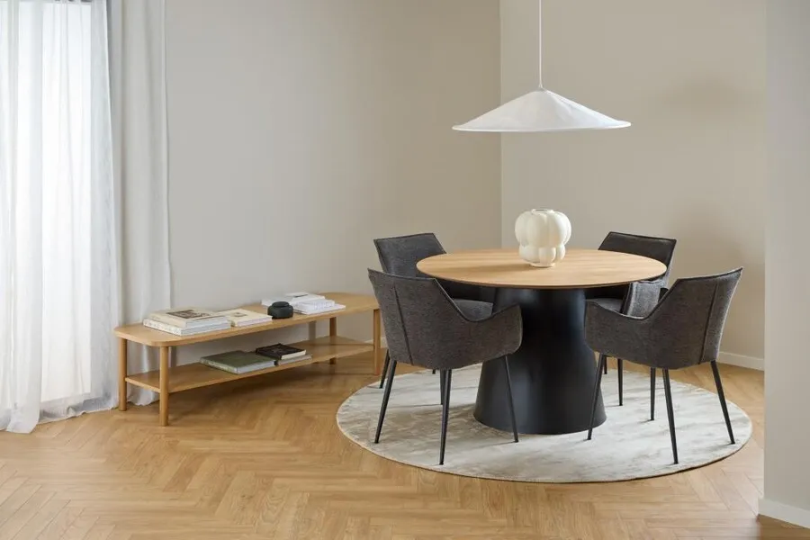 Stół okrągły SOLI 120 cm - dąb/czarny
