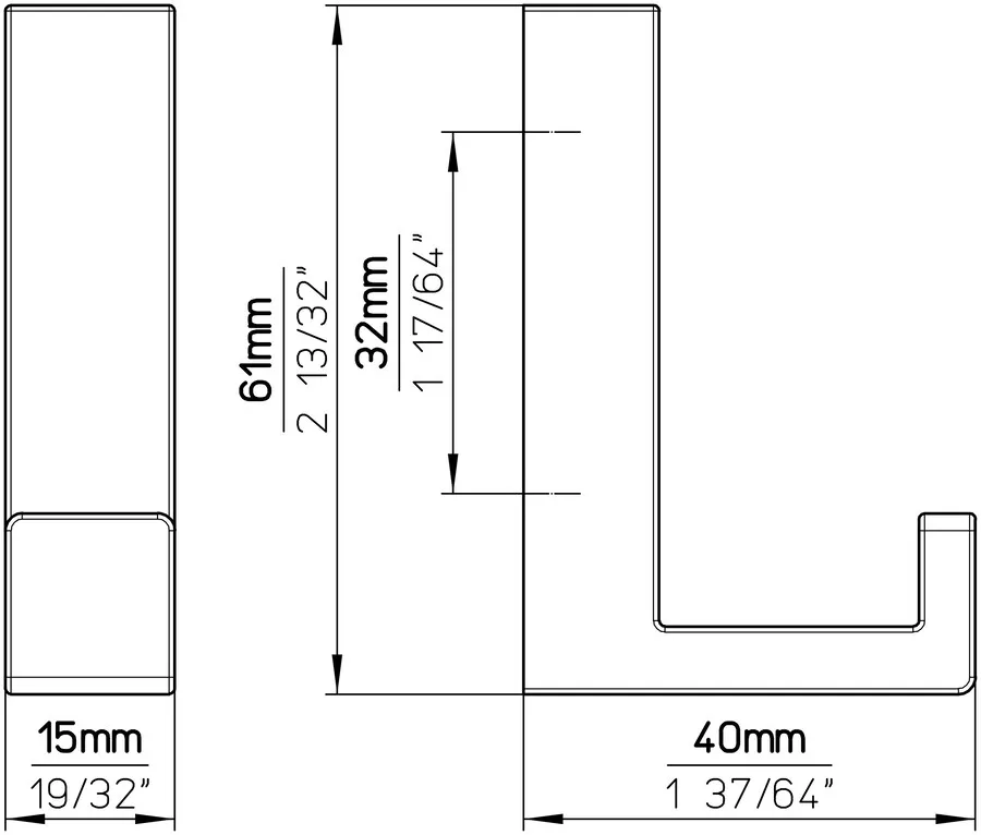 Wieszak 2326 - czarny mat / wys. 61 mm