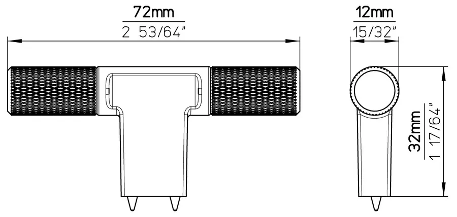 Gałka 2509 - efekt matowej stali szlachetnej / 72 mm