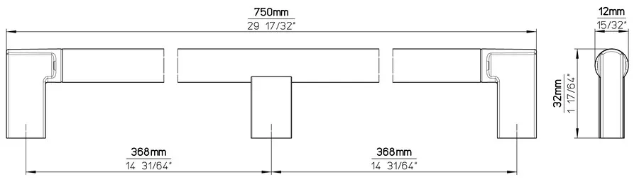 Uchwyt 2457 - czarny mat / rozstaw 736 mm