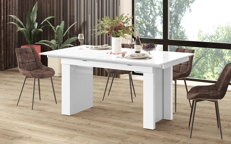 Stół rozkładany MAGRO 170/410x100 - wysoki połysk/biały