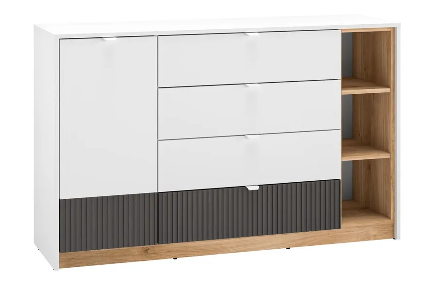 Komoda szeroka TORINO 06 - biały/dąb castello/grafit