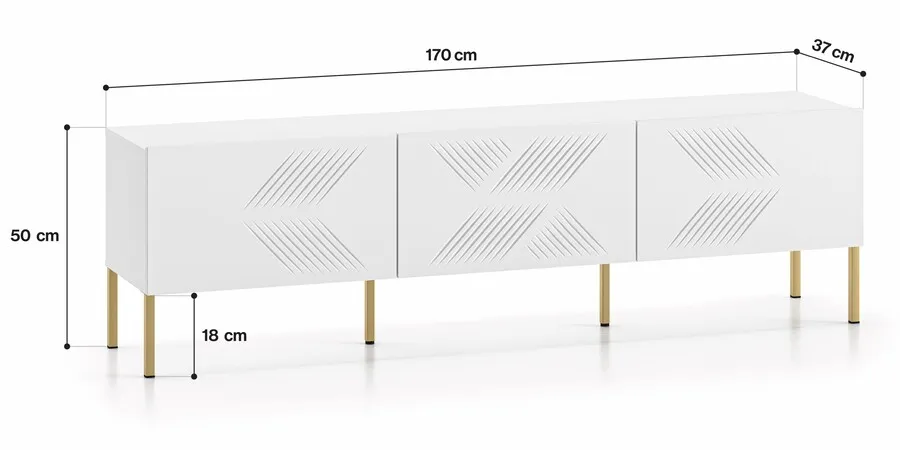Szafka RTV CLEARING 04 - biały mat/złoty