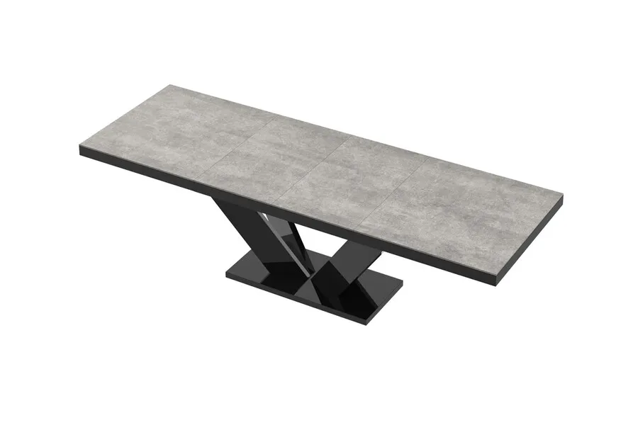 Stół rozkładany VIVA 2 160/256x89 - szary beton mat/czarny połysk
