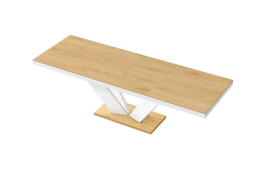 Stół rozkładany VIVA 2 160/256x89 - dąb słoneczny/biały połysk
