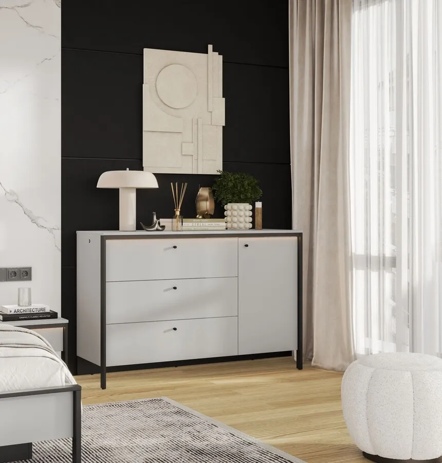Komoda 1-drzwiowa GRIS GS-04 - szary/czarny